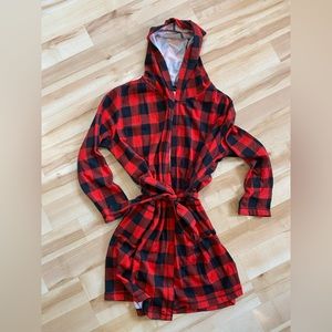Buffalo Plaid Check Red/Black Loungewear Robe Sz XS/S